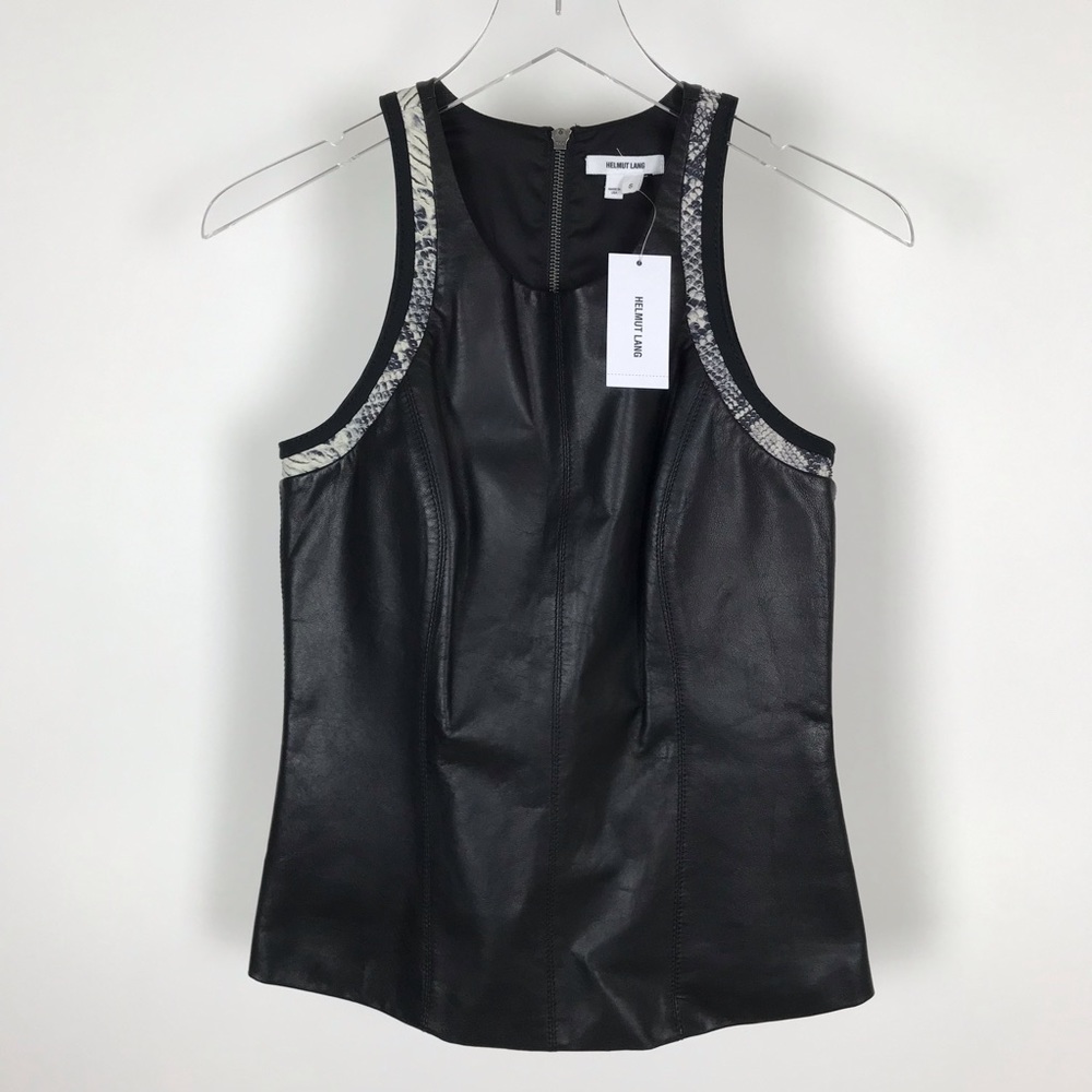 Helmut Lang Black Lamb Leather Sleeveless Top